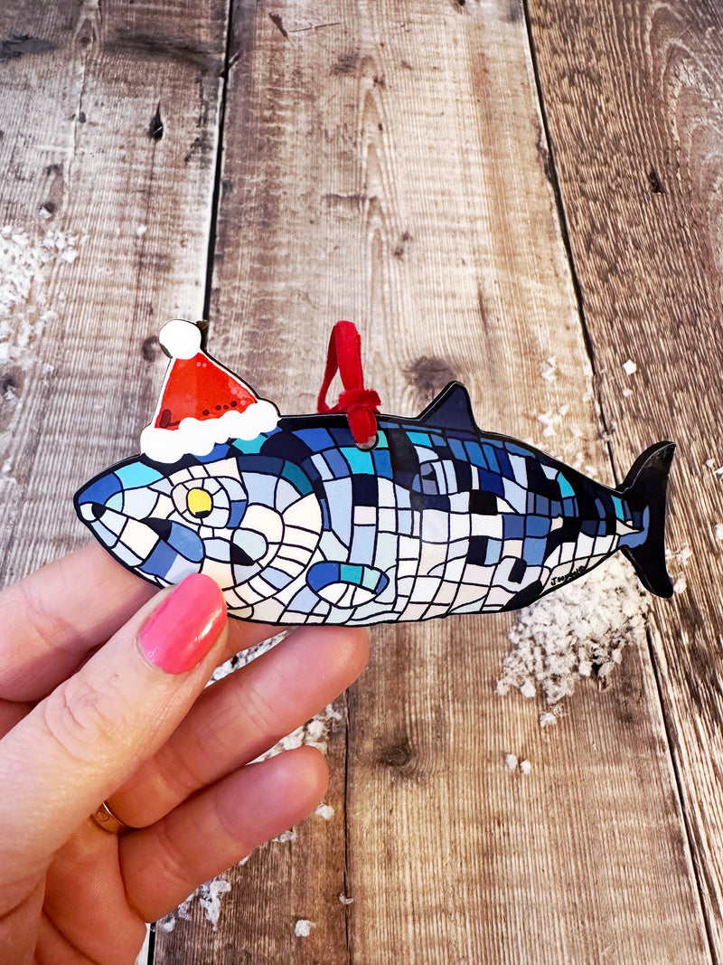 Belfast Blue Fish cut out Christmas Decoration