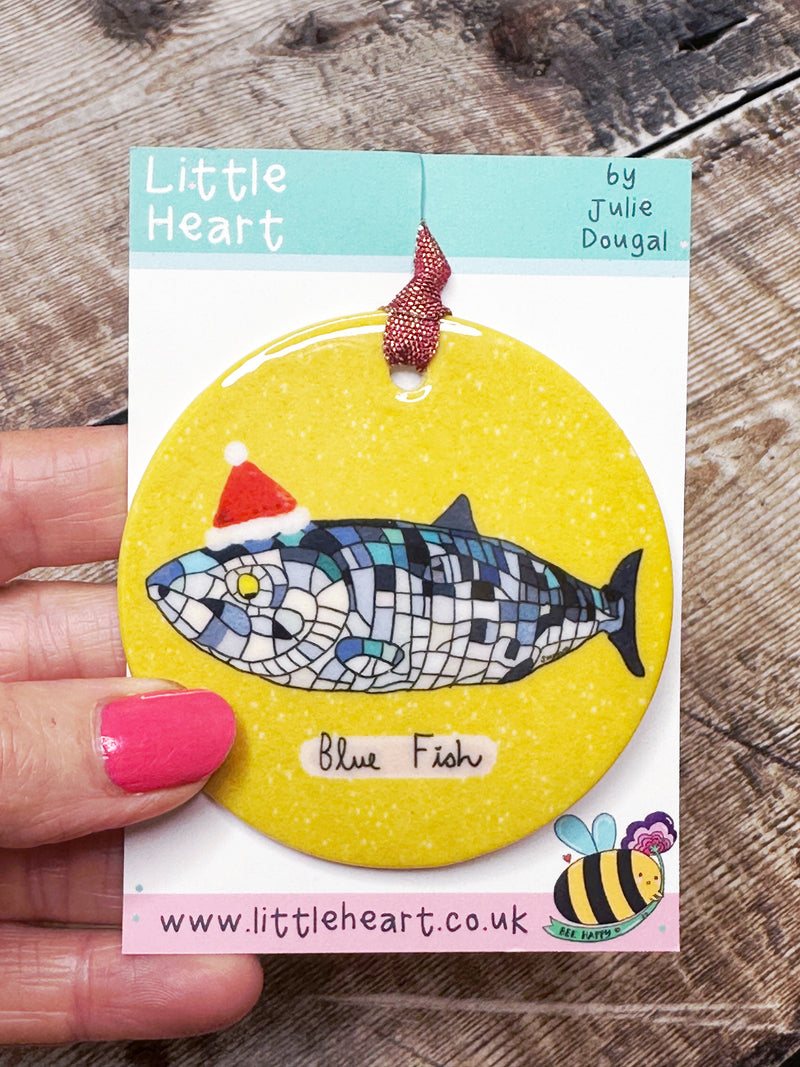 Belfast Blue Fish Christmas Ceramic Decoration