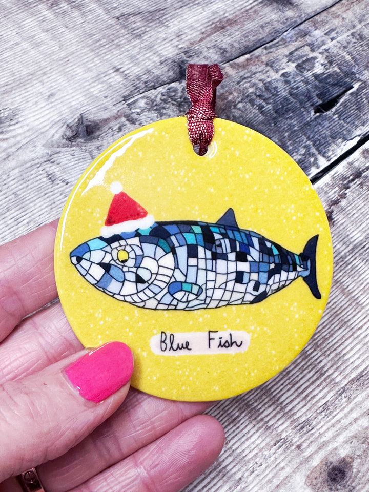 Belfast Blue Fish Christmas Ceramic Decoration
