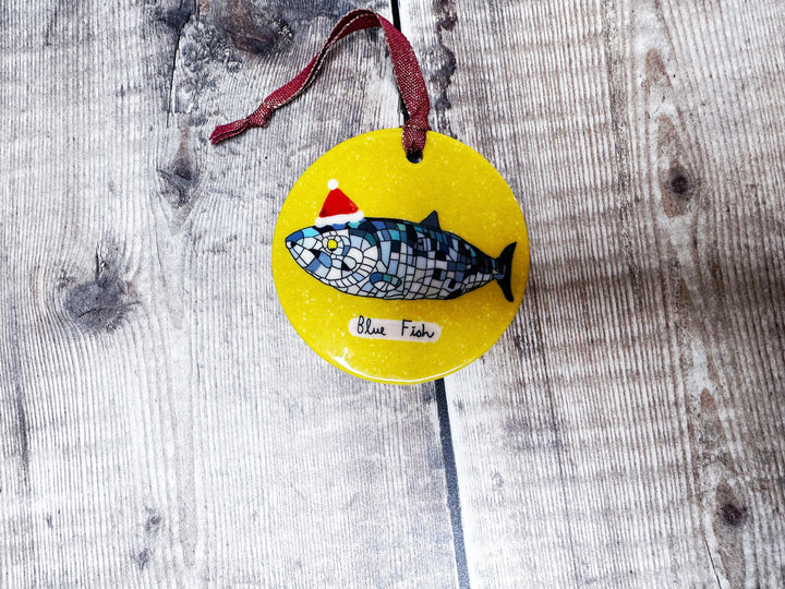 Belfast Blue Fish Christmas Ceramic Decoration