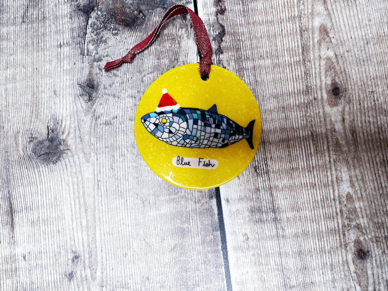 Belfast Blue Fish Christmas Ceramic Decoration