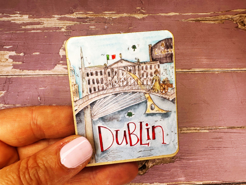 Dublin Ireland Cute Little City Wooden Magnet