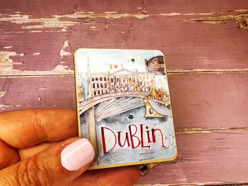 Dublin Ireland Cute Little City Wooden Magnet