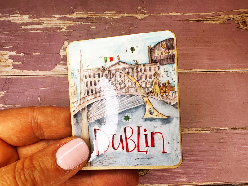 Dublin Ireland Cute Little City Wooden Magnet