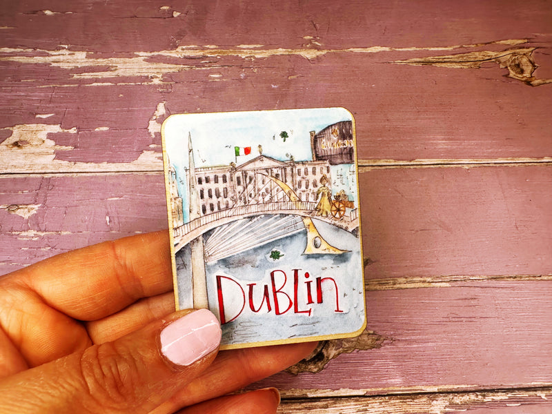 Dublin Ireland Cute Little City Wooden Magnet