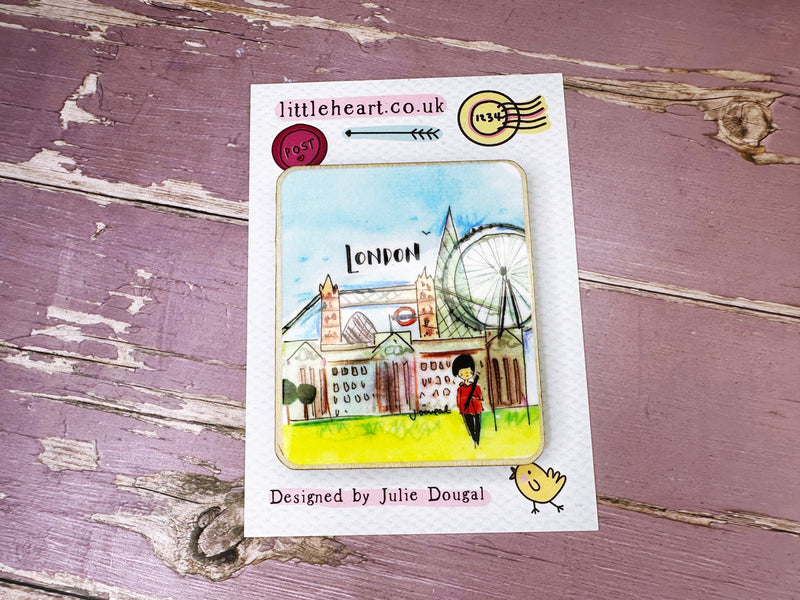 London England Travel Cute Little City Wooden Magnet