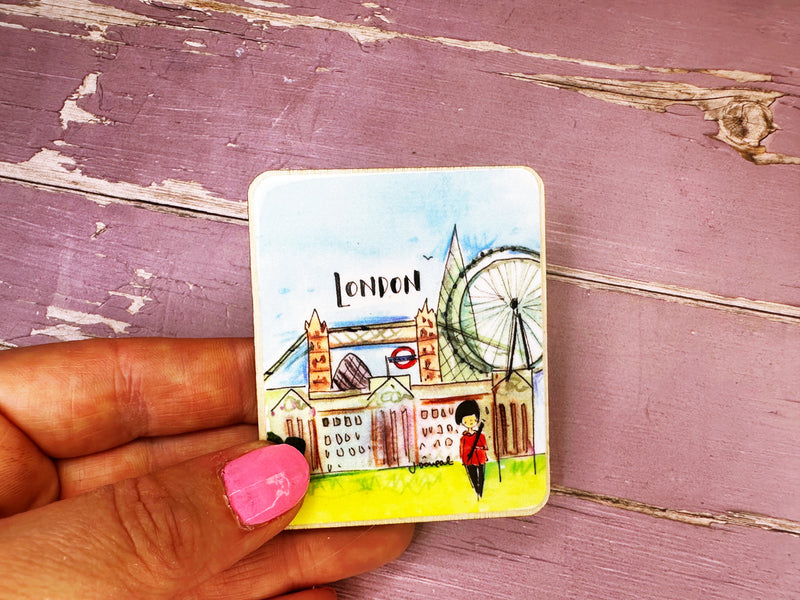 London England Travel Cute Little City Wooden Magnet