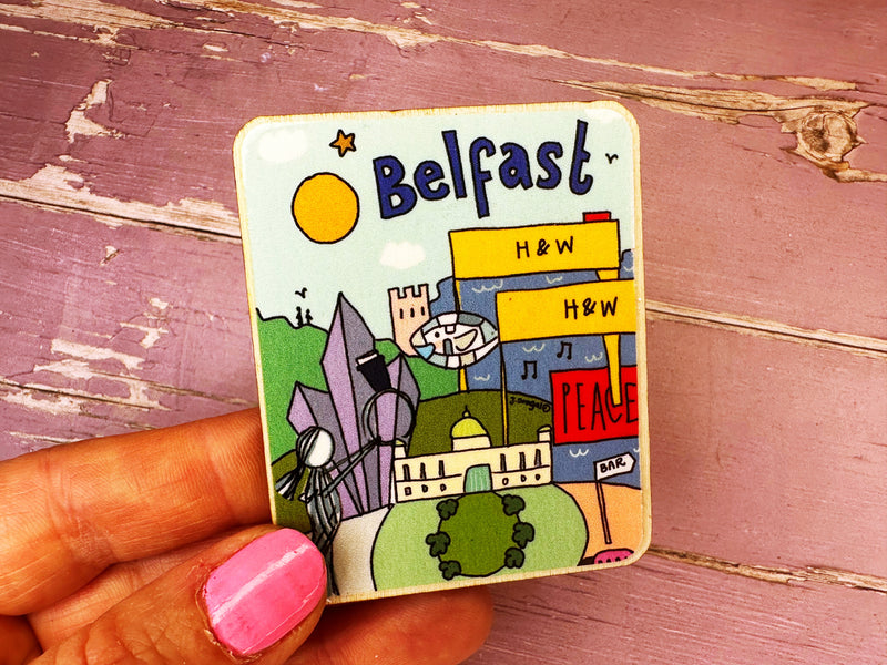 Belfast Northern Ireland Travel Cute Little City Wooden Magnet