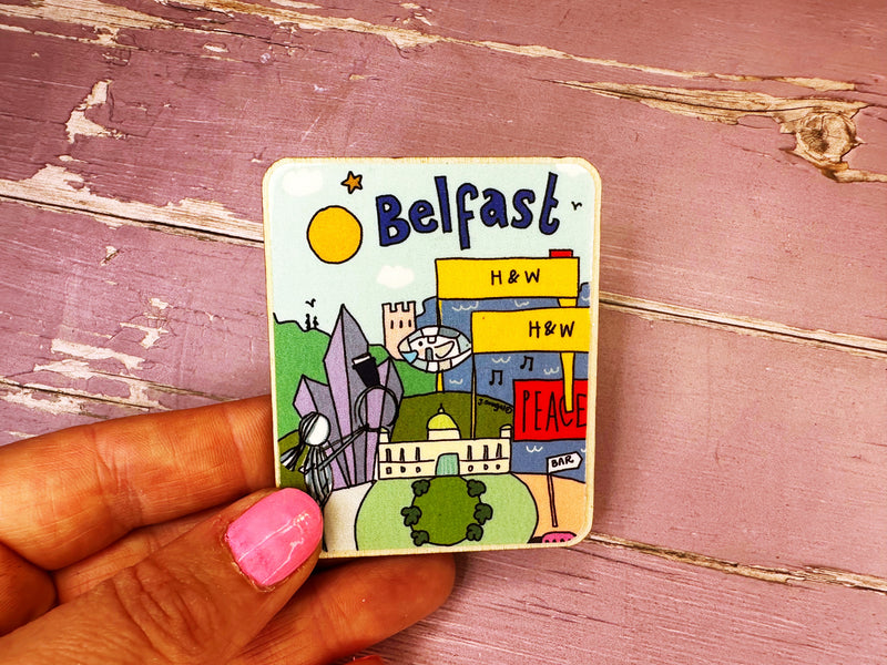 Belfast Northern Ireland Travel Cute Little City Wooden Magnet