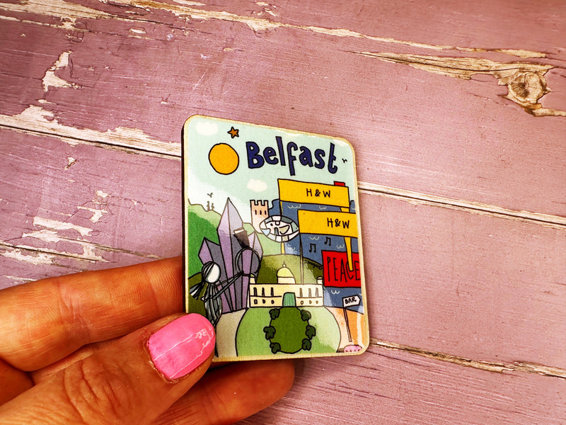 Belfast Northern Ireland Travel Cute Little City Wooden Magnet