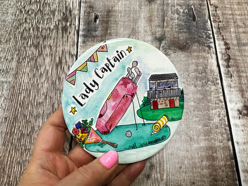 Lady Captain Round Ceramic Coaster