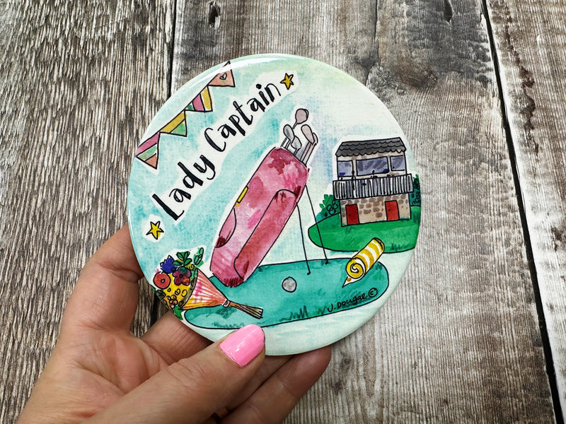 Lady Captain Round Ceramic Coaster