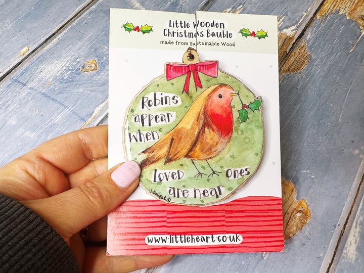 Wooden Hanging Robins Appear Little Christmas Decoration