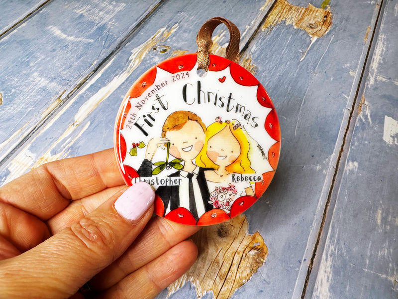 First Christmas Married Little Ceramic Bauble