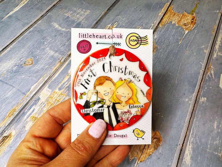 First Christmas Married Little Ceramic Bauble