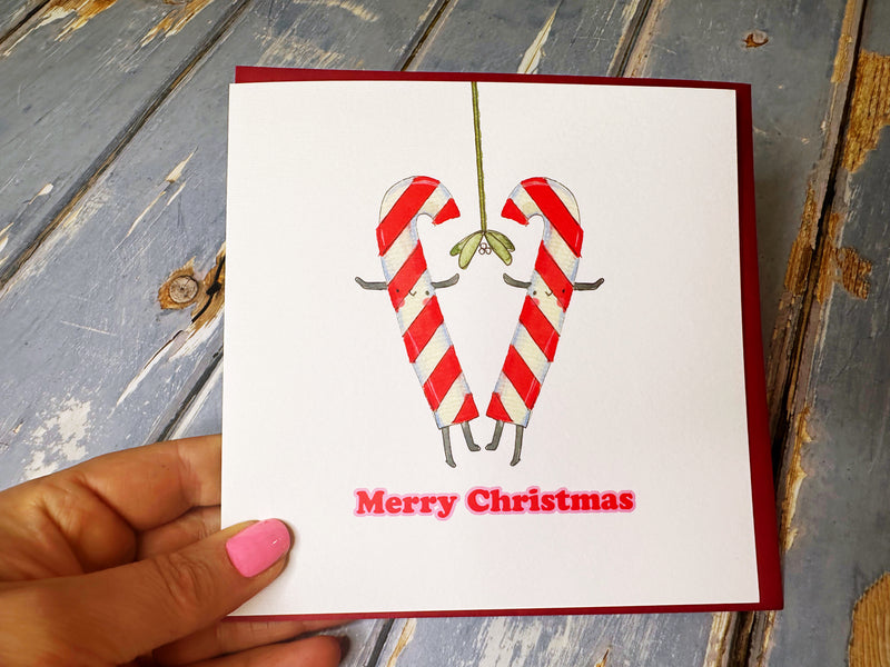 "2 Little Candy Canes" Christmas Card - Personalised