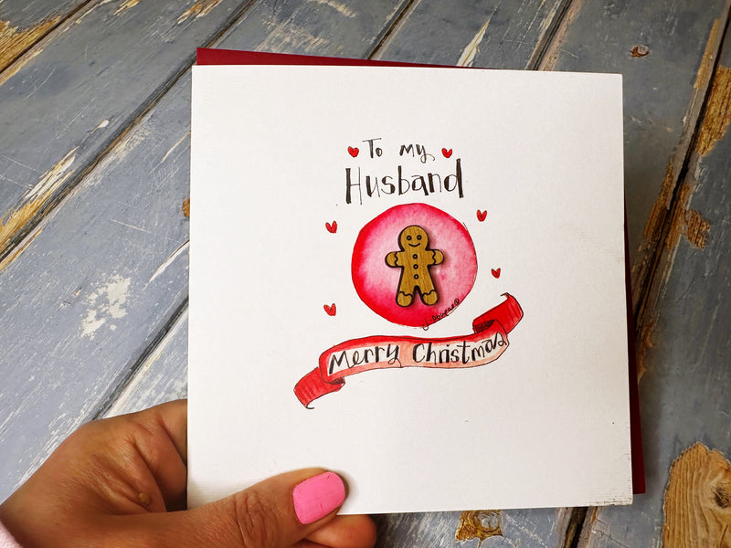 "Merry Christmas Husband" Christmas Card - Personalised