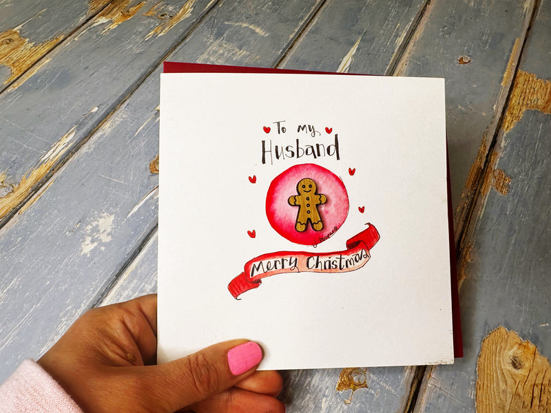 "Merry Christmas Husband" Christmas Card - Personalised