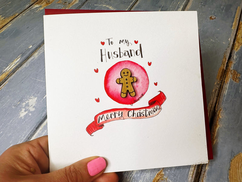 "Merry Christmas Husband" Christmas Card - Personalised