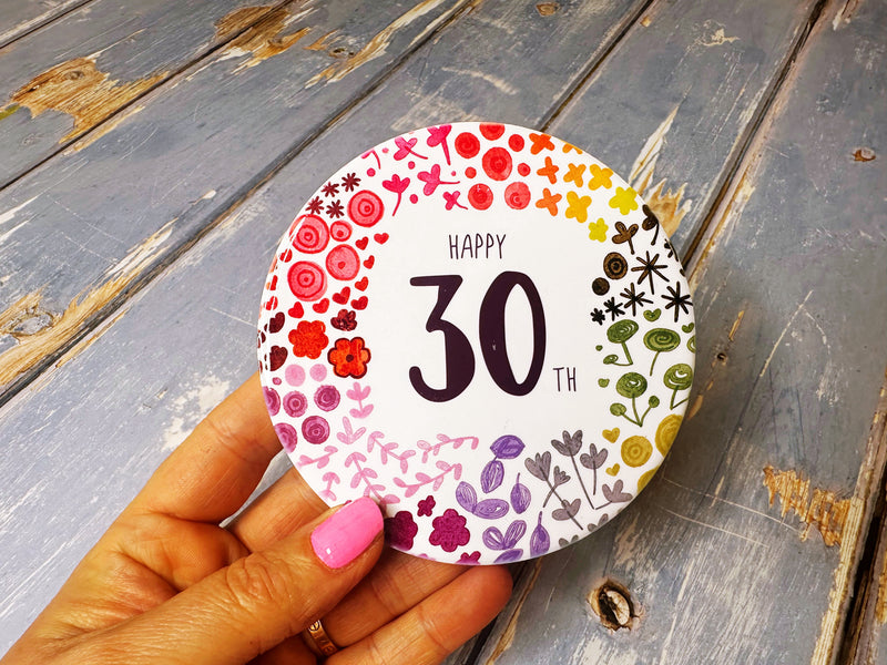 30 Round Floral Ceramic Coaster