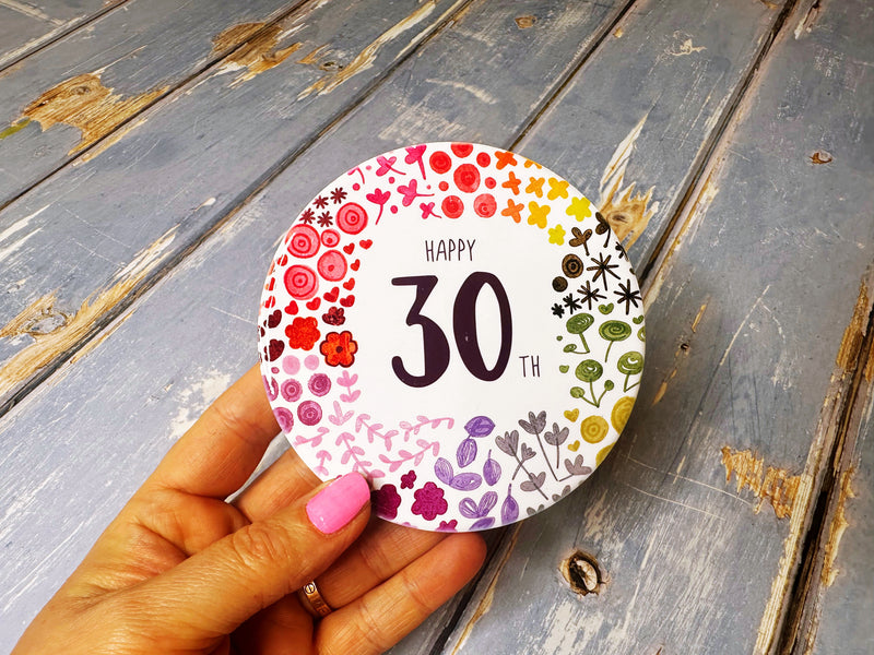 30 Round Floral Ceramic Coaster