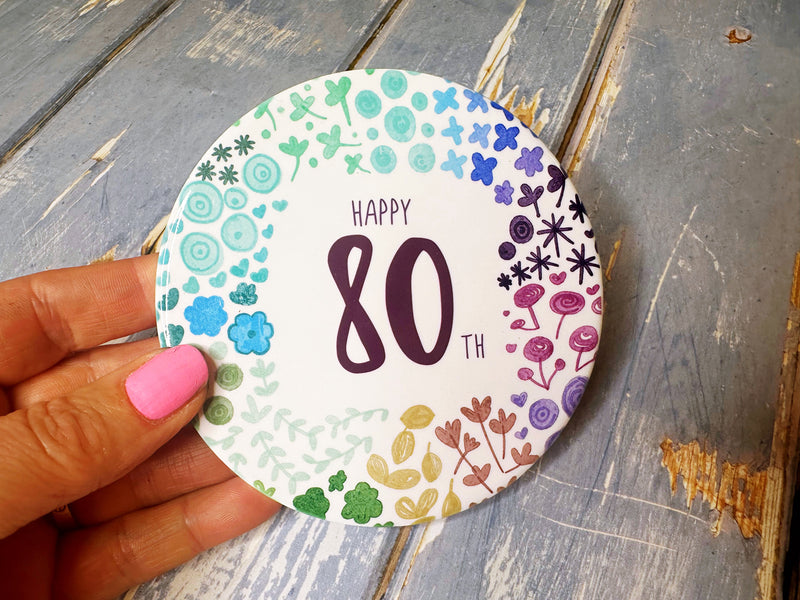 80 Round Floral Ceramic Coaster