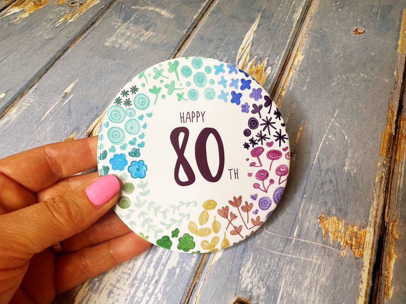 80 Round Floral Ceramic Coaster