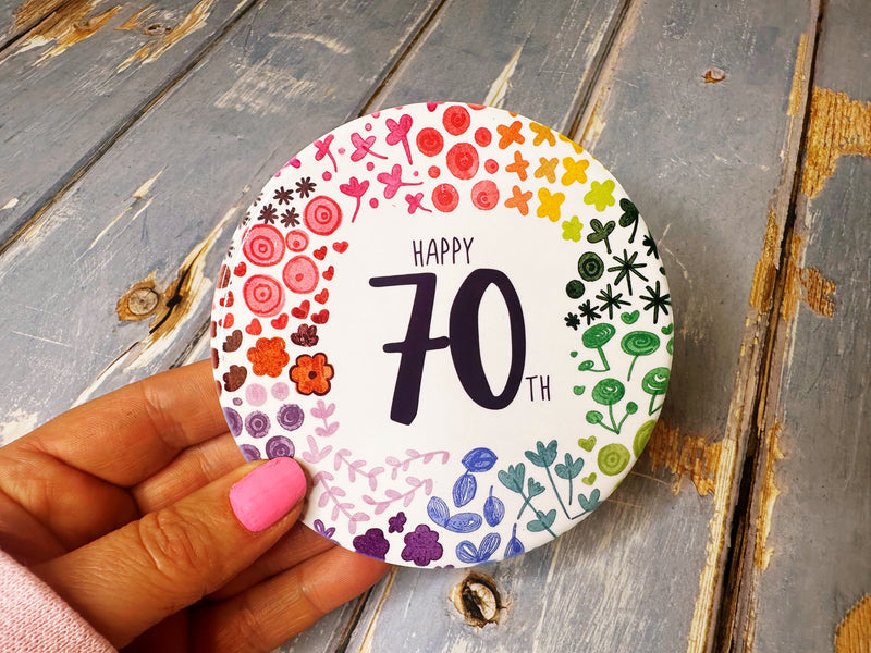 70 Round Floral Ceramic Coaster