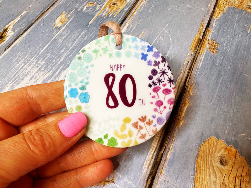 80 years Floral Ceramic Circle