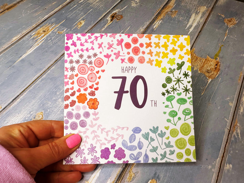 Floral Happy 70th Birthday Card - Personalised