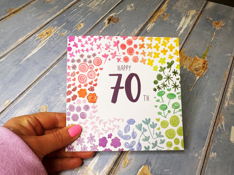 Floral Happy 70th Birthday Card - Personalised