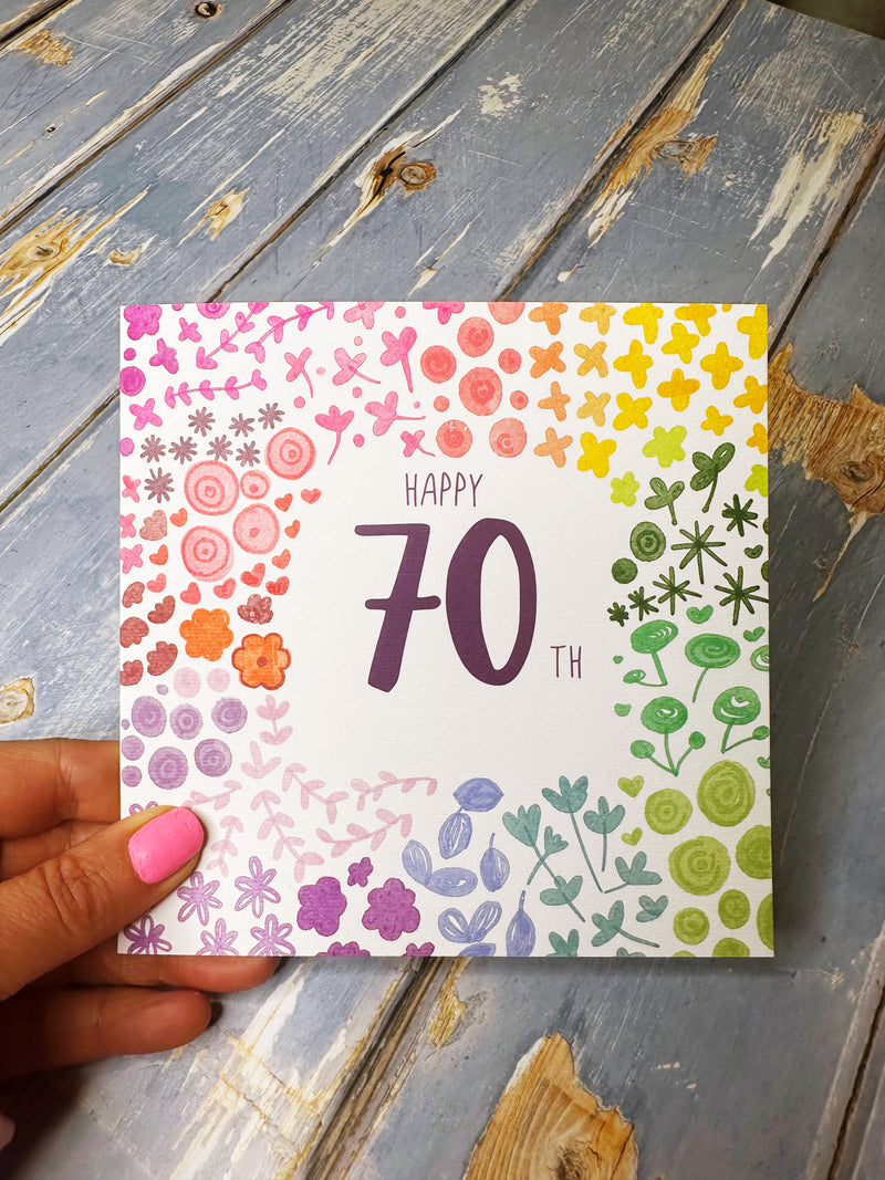 Floral Happy 70th Birthday Card - Personalised