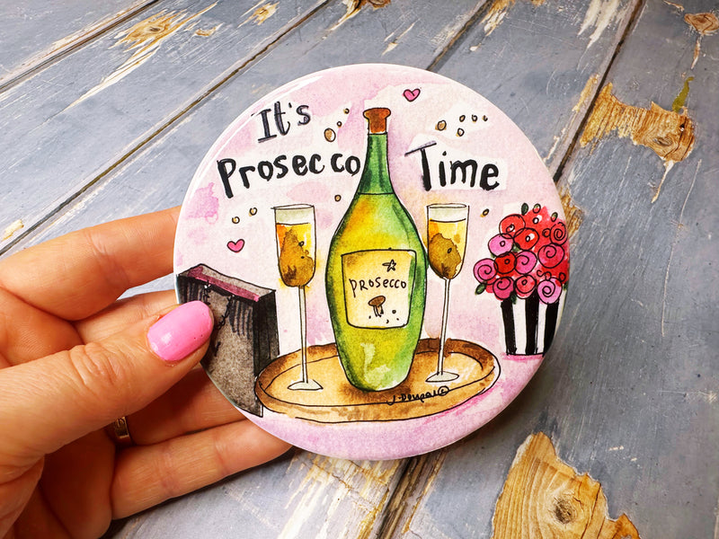 Prosecco Time Ceramic Coaster