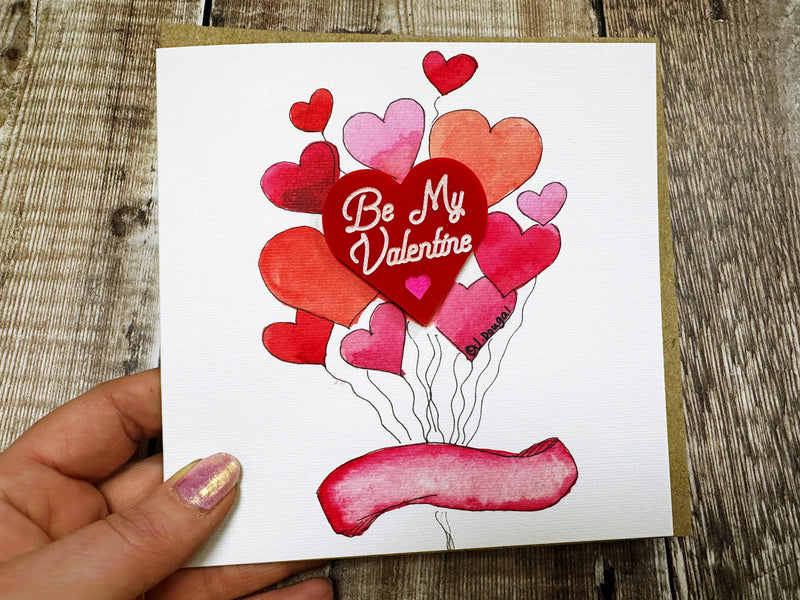 Be my Valentine Laser embellished Card