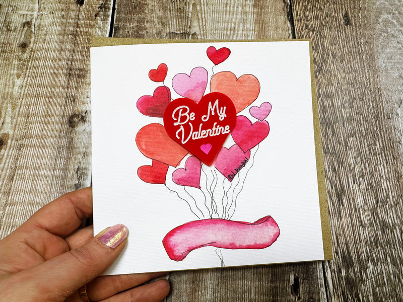 Be my Valentine Laser embellished Card