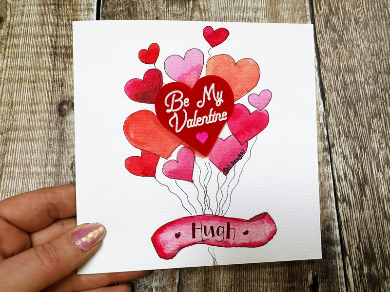 Be my Valentine Laser embellished Card