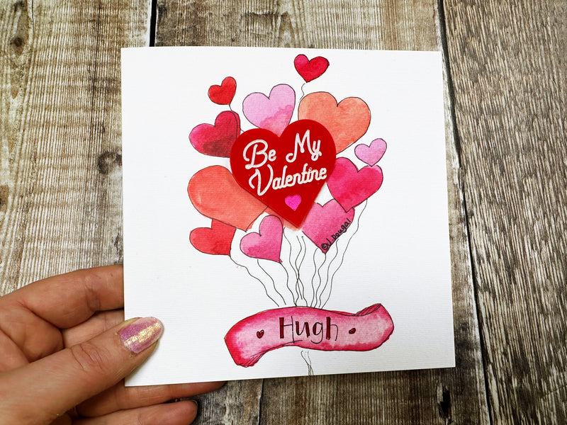Be my Valentine Laser embellished Card