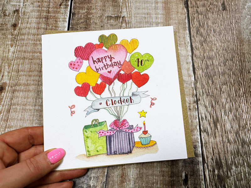 Hearts and Cakes Birthday Card