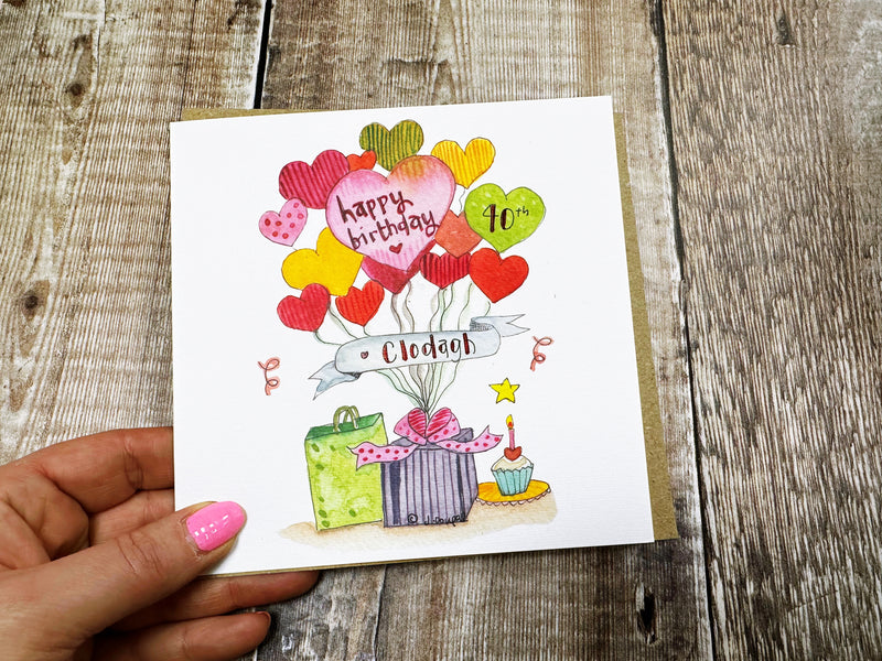Hearts and Cakes Birthday Card