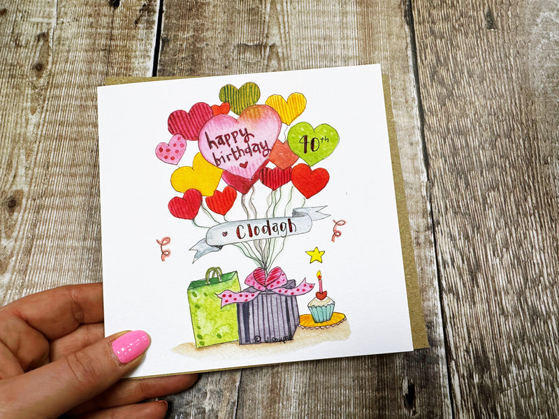 Hearts and Cakes Birthday Card