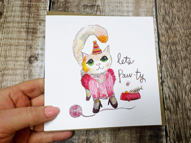Lets Paw-ty Cute Cat Card