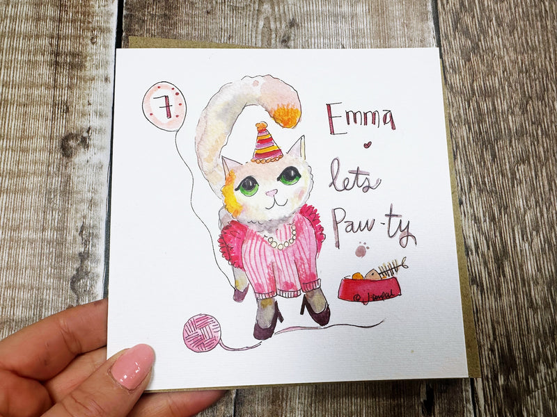 Lets Paw-ty Cute Cat Card