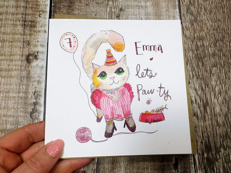 Lets Paw-ty Cute Cat Card