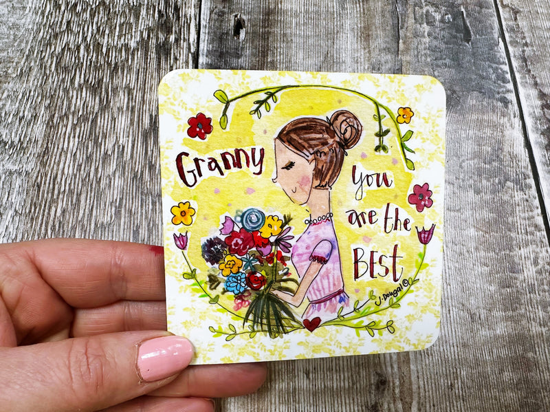 Granny you are the Best Square Melamine Coaster