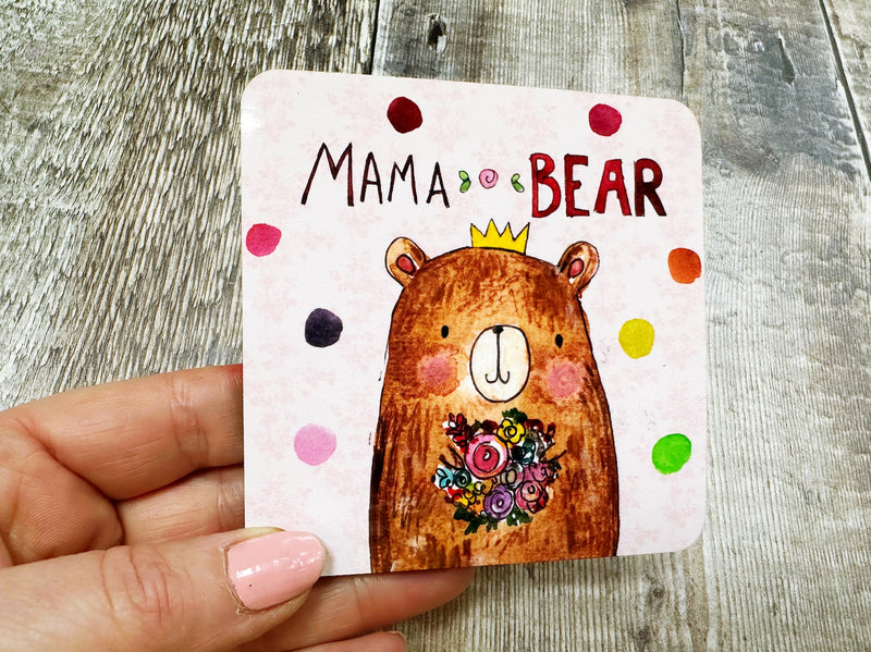 Mama Bear Square Melamine Coaster