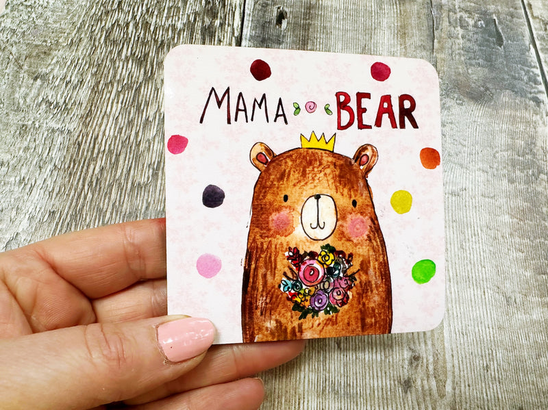 Mama Bear Square Melamine Coaster