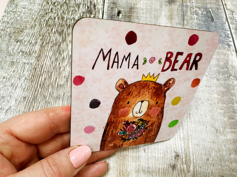 Mama Bear Square Melamine Coaster