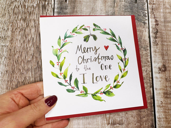 To the one I love Mistletoe Christmas Card - Personalised