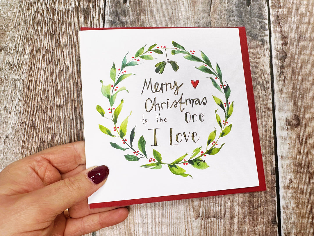 To the one I love Mistletoe Christmas Card - Personalised