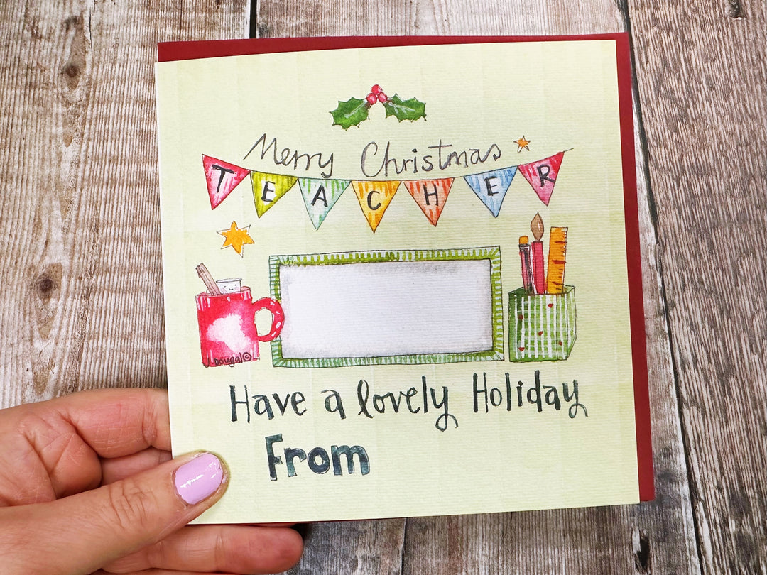 “Merry Christmas Teacher" Christmas Card - Personalised